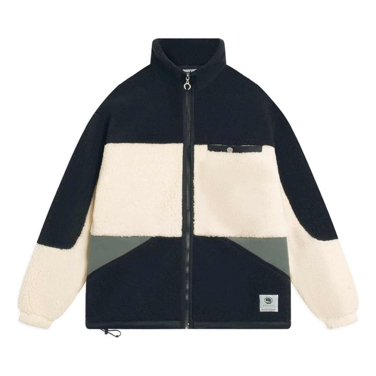 Li-Ning BadFive Graphic Color Block Polar Fleece Jacket 'Black Beige' AFDSA71-3