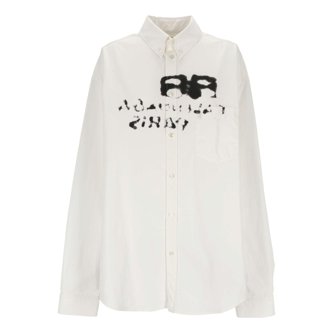Balenciaga Hand-Drawn BB Long Sleeve Shirt Oversized 'White' 725722TYB189000