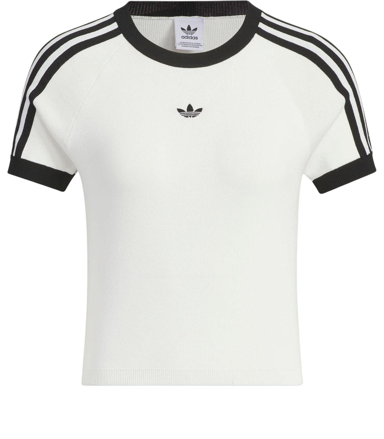 (WMNS) adidas Originals 3-Stripes Graphic Knit T-shirt Asia Sizing 'White Black' JI7049