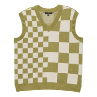 (WMNS) Vans Courtyard Checker Sweater Vest 'Green White' VN000F6WBD4