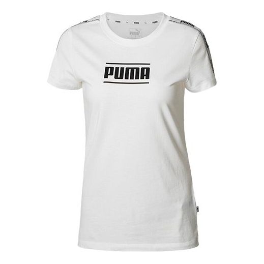 (WMNS) PUMA Large logo Casual Short Sleeve White 845059-02