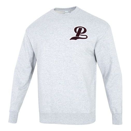 PUMA Team Crew Logo Sweatshirt 'Grey Burgumdy' 539268-04