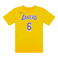 Men's Nike NBA Lakers Lebron James No. 6 Casual Breathable Sports Short Sleeve Yellow T-Shirt CV8528-745