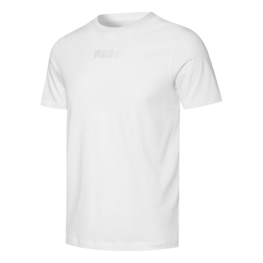 PUMA Modern Basics Tee Logo Embroidery Sport Round Neck Short Sleeves T Shirt s White 847669-02