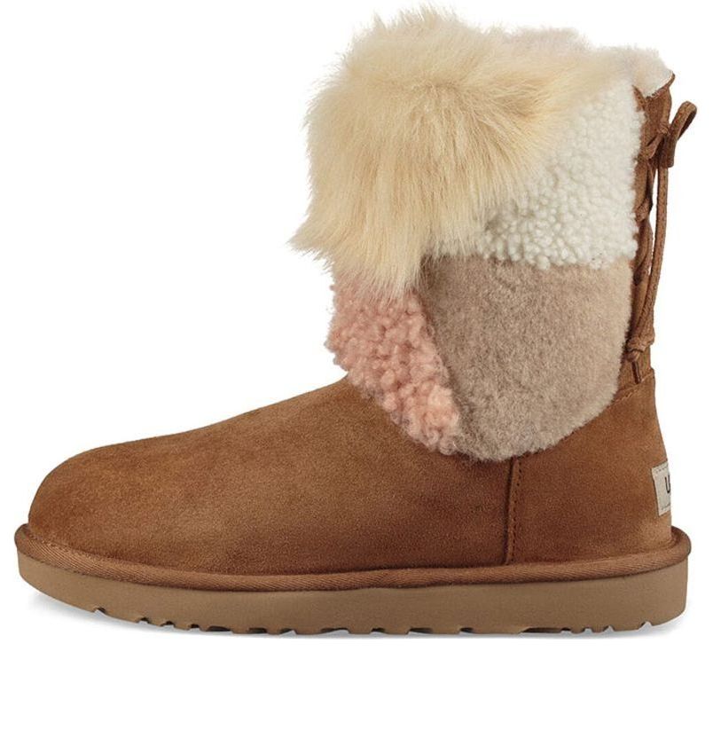 (WMNS) UGG Classic Short Patchwork Fluff 1098071-CHE