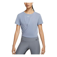 (WMNS) Nike One Luxe Twist Logo Breathable Round Neck T-shirt Blue DD4922-493