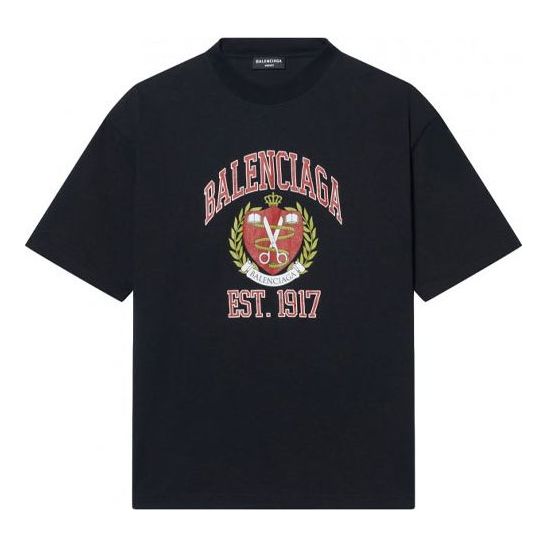 Balenciaga Est.1917 Crest Logo T-Shirt 'Black' 670943TLV891076