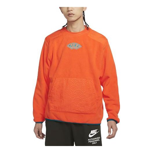 Nike CNY Chinese New Year's Edition Therma-Fit Logo Embroidered Loose Fleece Sports Round Neck Pullover Orange DQ5062-817