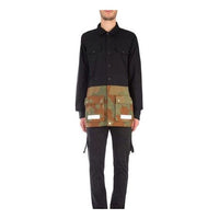 Men's Off-White SS21 Camouflage Colorblock Buckle Long Sleeves Jacket Loose Fit Black 0MGA038F175640079901