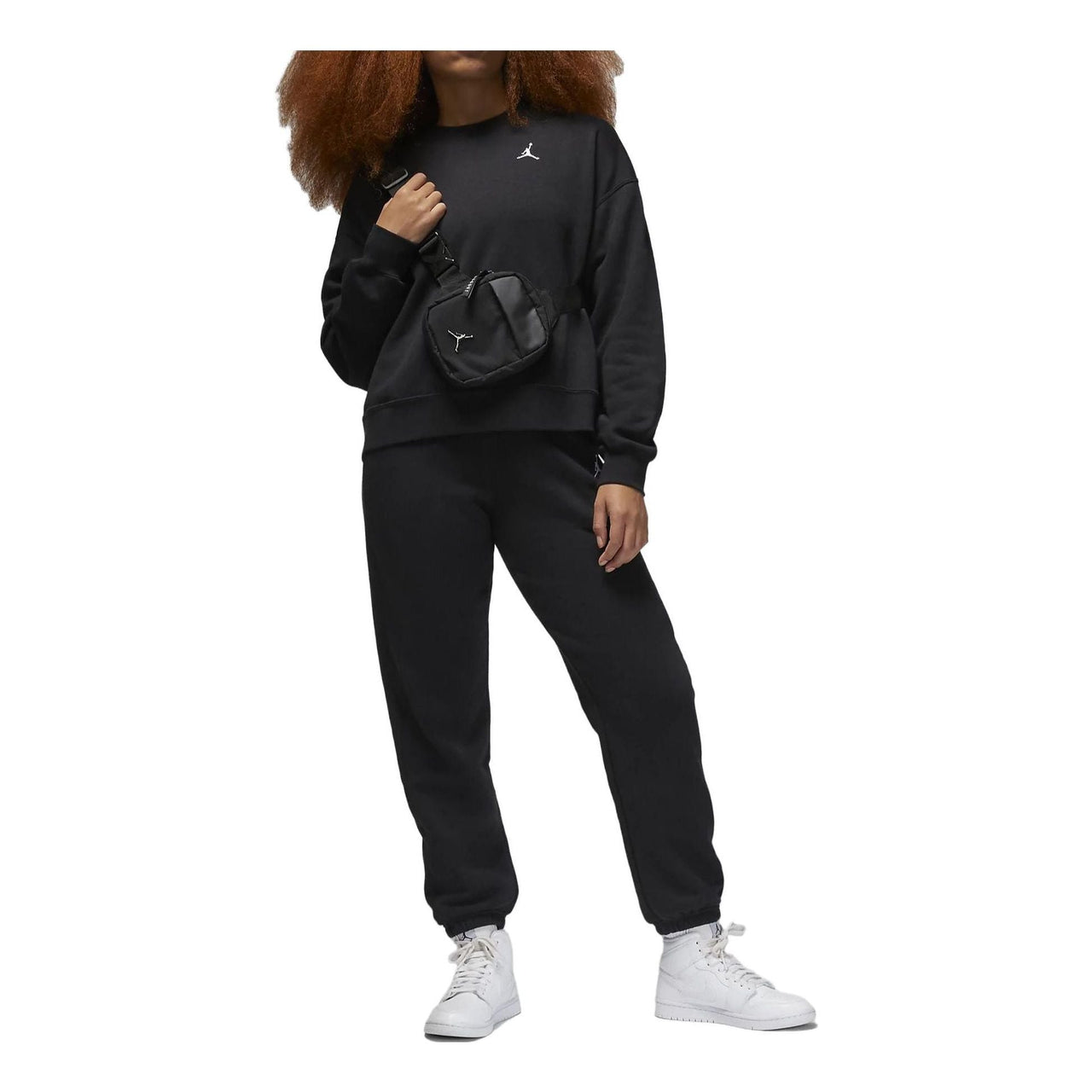 (WMNS) Air Jordan Brooklyn Fleece Crewneck Sweatshirt Asia Sizing 'Black' FN4492-010