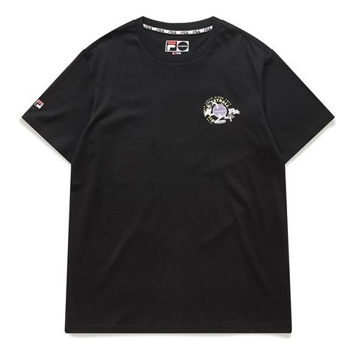 FILA FUSION Basketball Subject Printing Short Sleeve Black T11M026106F-BK
