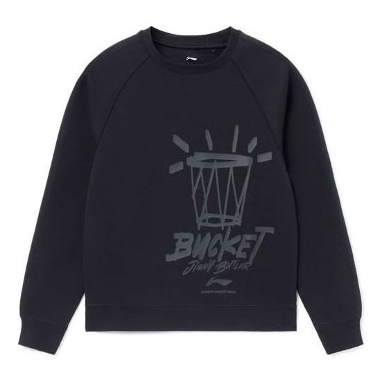 Li-Ning Sports Basketball Series Alphabet Printing Round Neck Pullover 'Black' AWDS101-1