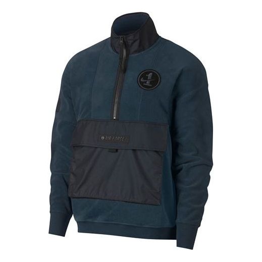 Nike Splicing polar fleece Cardigan Stand Collar Pullover Green AJ0802-454