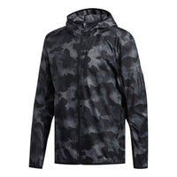 adidas Sports Training Camouflage Woven Hooded Jacket Black DZ2030