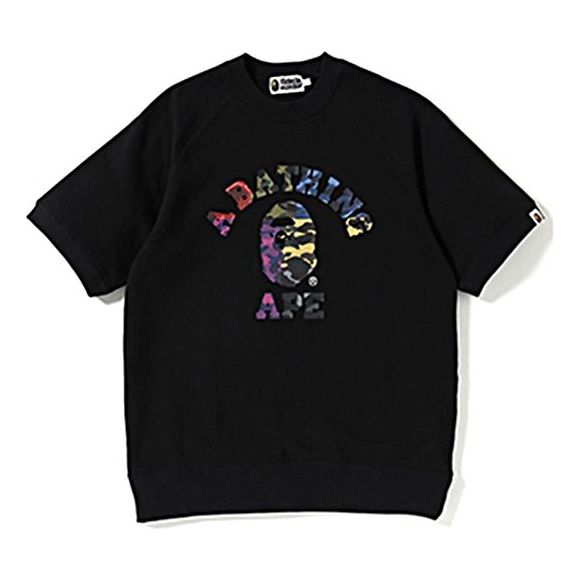 BAPE MIX CAMO COLLEGE S/S CREWNECK black Tee BAPE-SS19-10