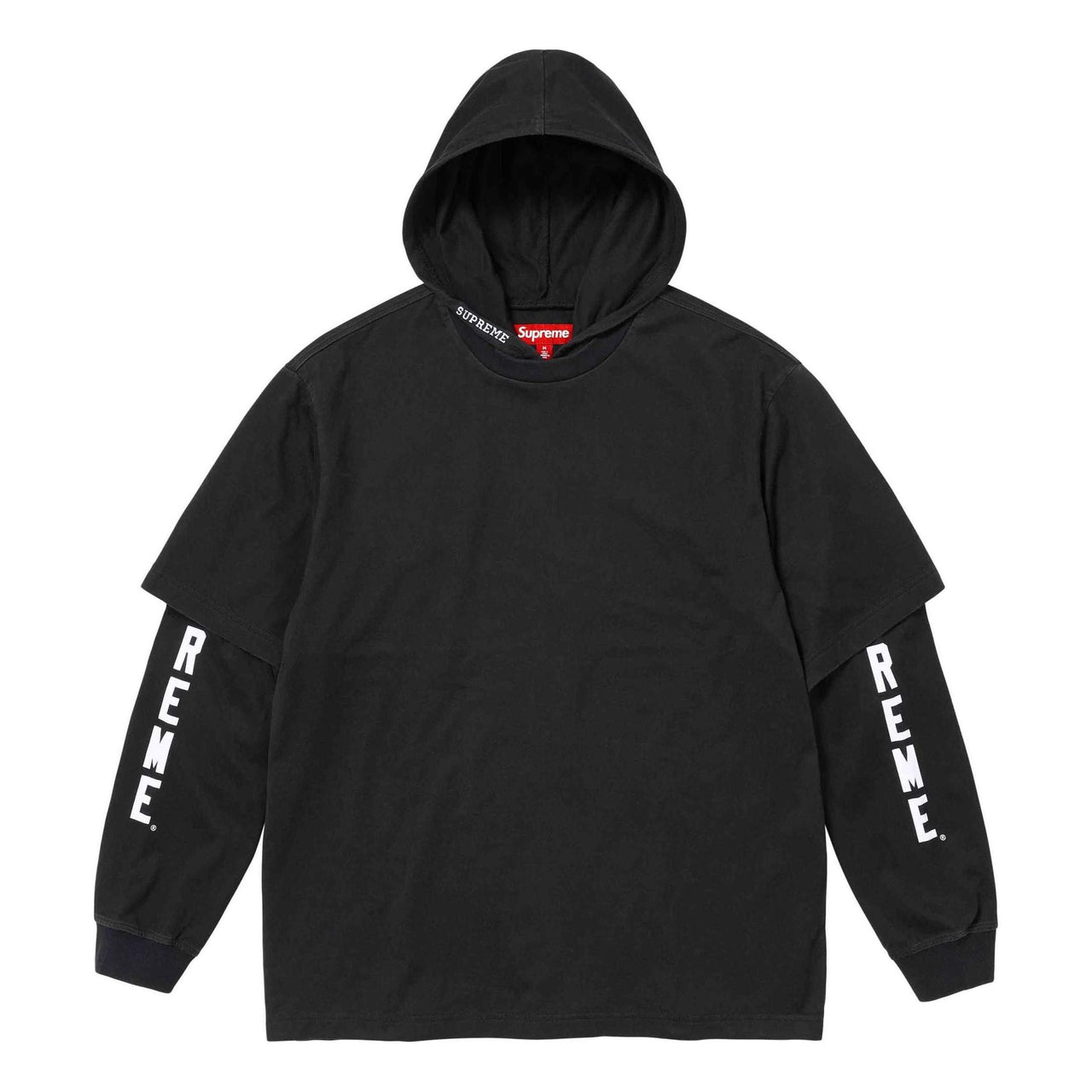 Supreme Layered Hooded L/S Top 'Black White' SUP-SS24-088