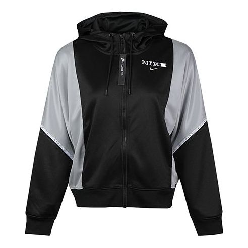 (WMNS) Nike Sportswear Logo Printing Hooded Jacket Black/White Black-white CJ3678-011