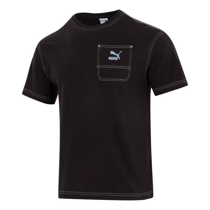 PUMA Logo Pocket T-shirt 'Black' 626858-01