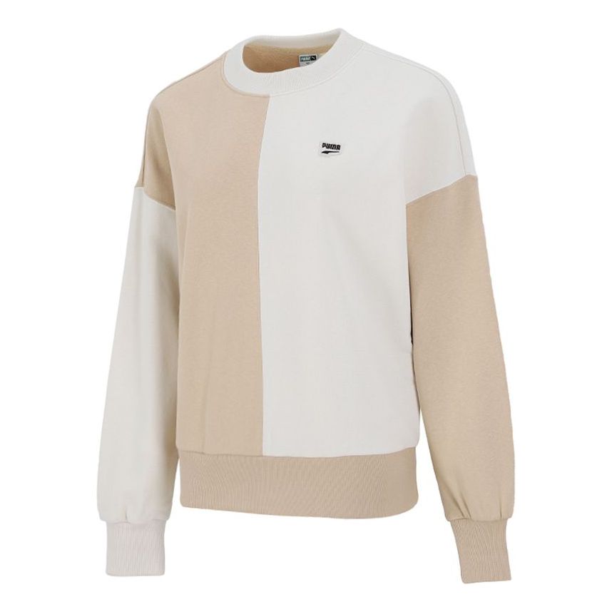 (WMNS) PUMA Downtown Oversized Crew Round-neck Swea Ivory 533052-20