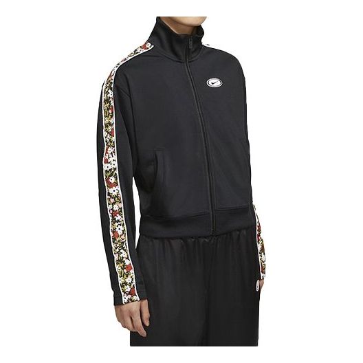 (WMNS) Nike Sportswear Flowers Printing Stand Collar Jacket Black CZ1447-010