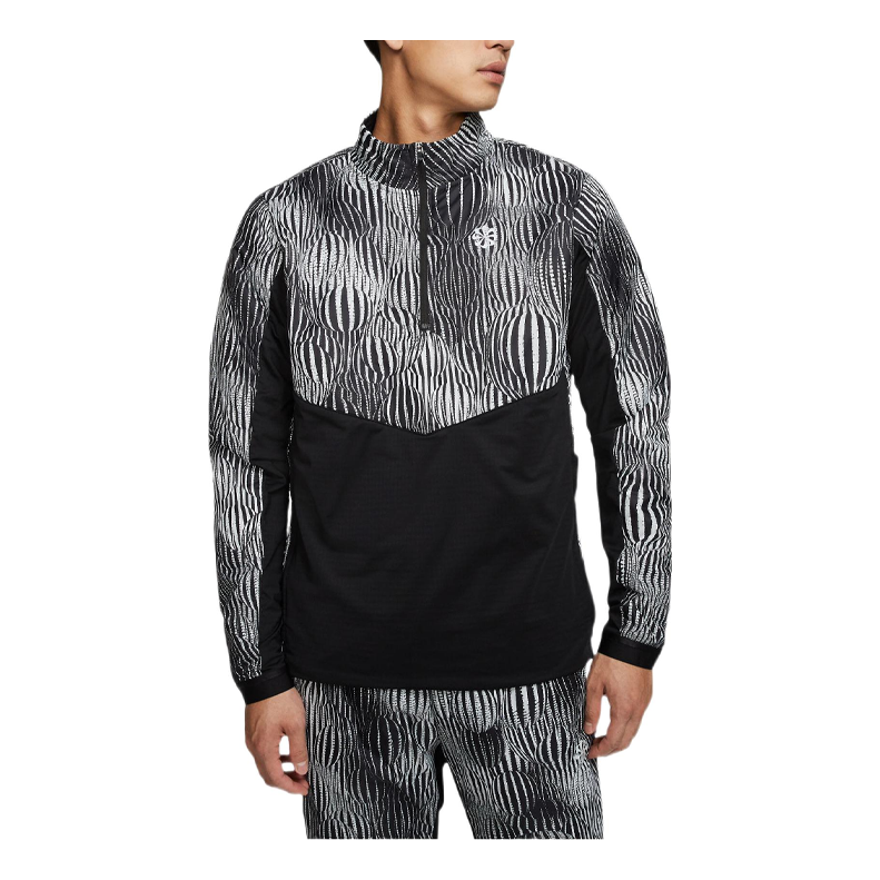 Nike Colorblock Printing Pattern Half Zipper Stand Collar Long Sleeves Jacket Black CK0036-808