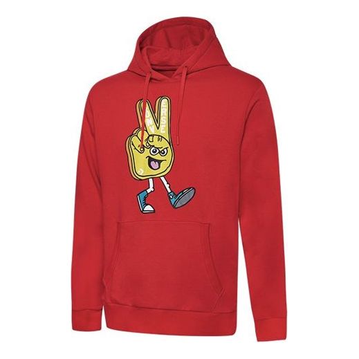 Converse Finger Letter Print Hooded Drawstring Sweatshirt Red 10019083-A02