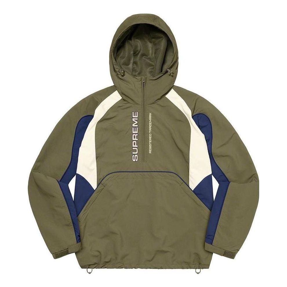 Supreme Paneled Half Zip Pullover 'Olive Green White' SUP-FW22-730