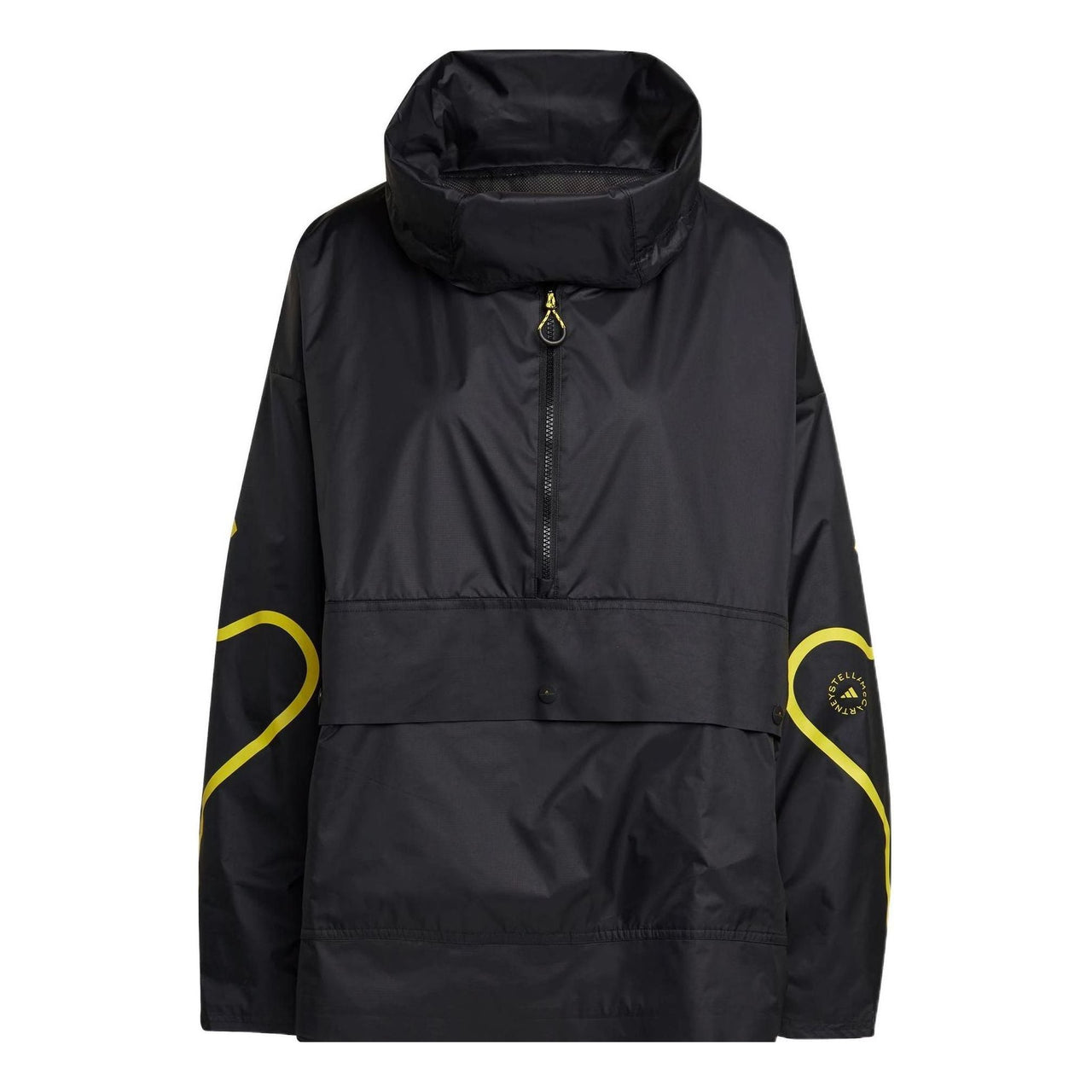 (WMNS) adidas by Stella McCartney Half-Zip Mid-Length Windbreaker 'Black Yellow' HG6886