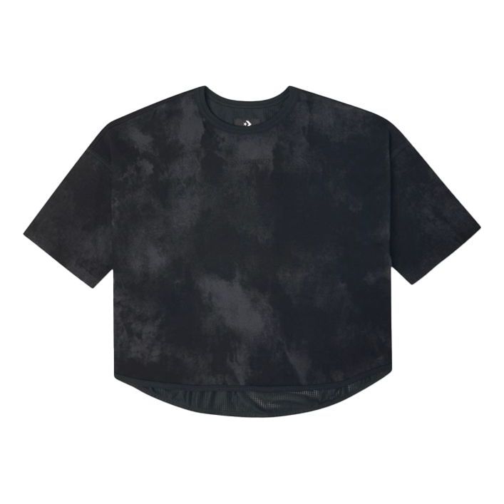 (WMNS) Converse Loose Mesh Breathable Short Sleeve Black 10021458-A02