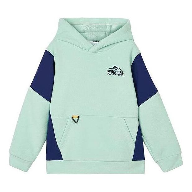 (GS) Skechers Letter Color-blocked Hoodie 'Teal Navy' L423B005-01P9