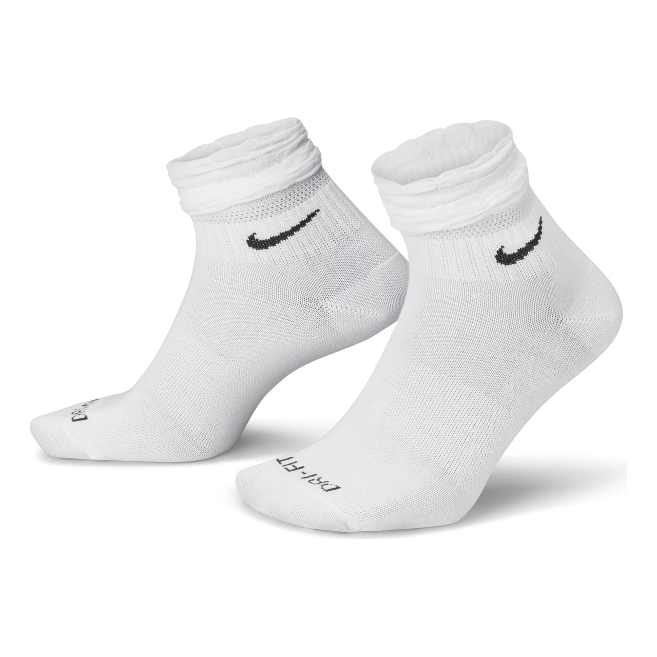 Nike Solid Color Logo Quick Dry Athleisure Casual Sports Knit Socks Unisex 2 Pairs White DH5485-100