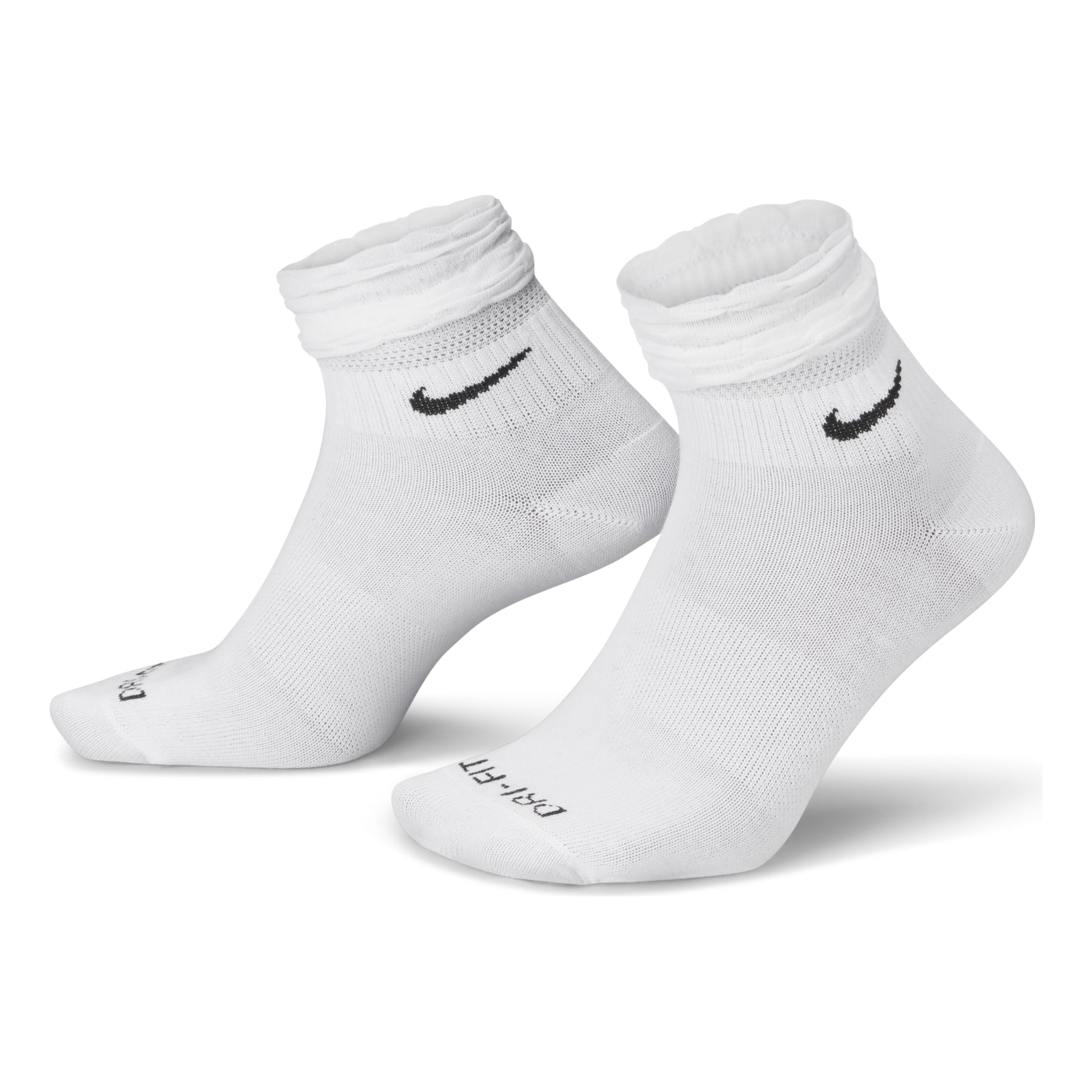 Nike Solid Color Logo Quick Dry Athleisure Casual Sports Knit Socks Unisex 2 Pairs White DH5485-100