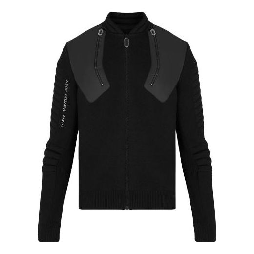Men's LOUIS VUITTON Solid Color Zipper Wool Long Sleeves Jacket Black 1A8H4A