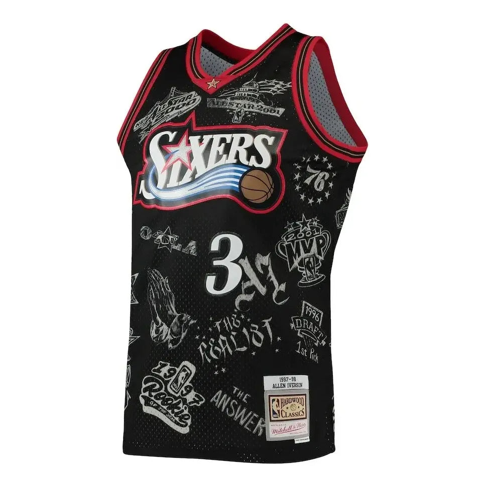 Mitchell & Ness Philadelphia 76ers 1998 World Tour Swingman Jersey 'Allen Iverson 3' SMJYDX21038-P76BLCK
