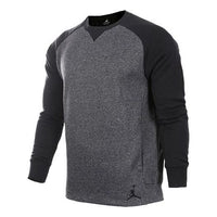 Men's Air Jordan Logo Embroidered Colorblock Fleece Lined Stay Warm Round Neck Pullover Black 834378-010