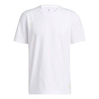 Men's adidas Solid Color Logo Printing Round Neck Sports Pullover Short Sleeve White T-Shirt HG4432