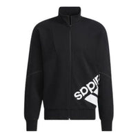 adidas Contrasting Colors Large Logo Zipper Stand Collar Jacket Couple Style Black HE7453