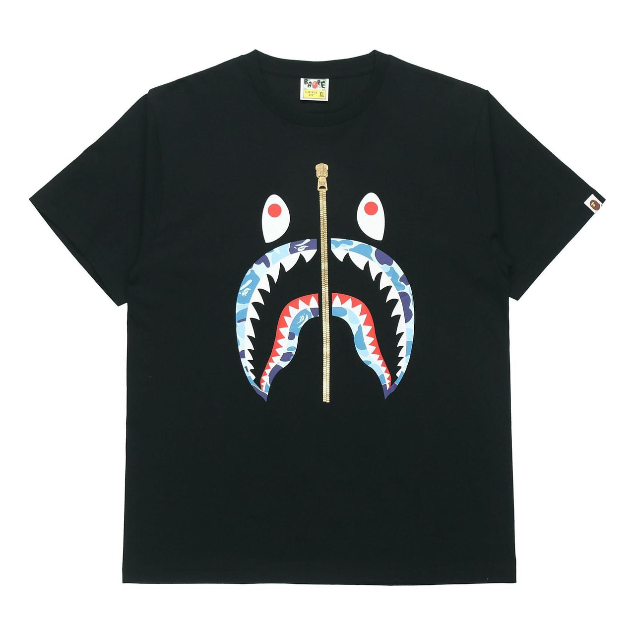 A Bathing Ape Shark Face Half Zip T-Shirt 'Black' BAPE19SS-009