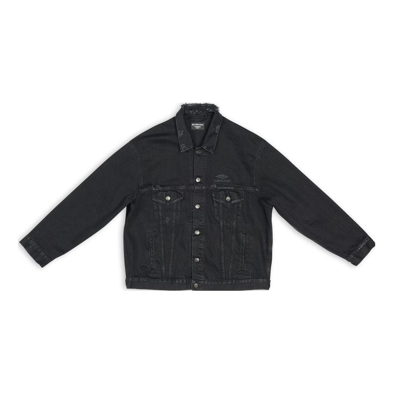 Balenciaga 3B Sports Icon Denim Jacket Large Fit 'Black' 704298TBP471029