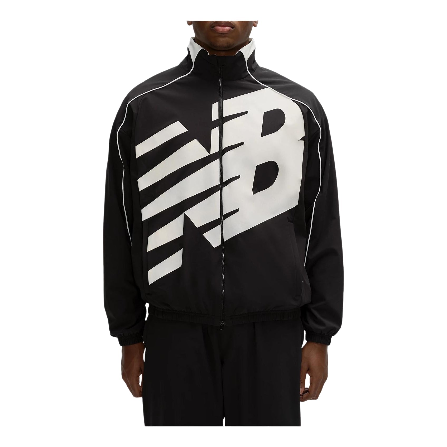 New Balance Basketball Oversized Print Woven Jacket 'Black' MJ61X398-BK