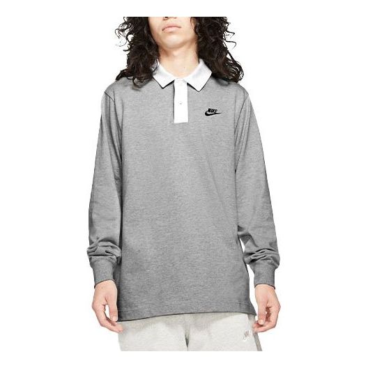Men's Nike Contrasting Colors Long Sleeves polo Gray Polo Shirt DD6180-050
