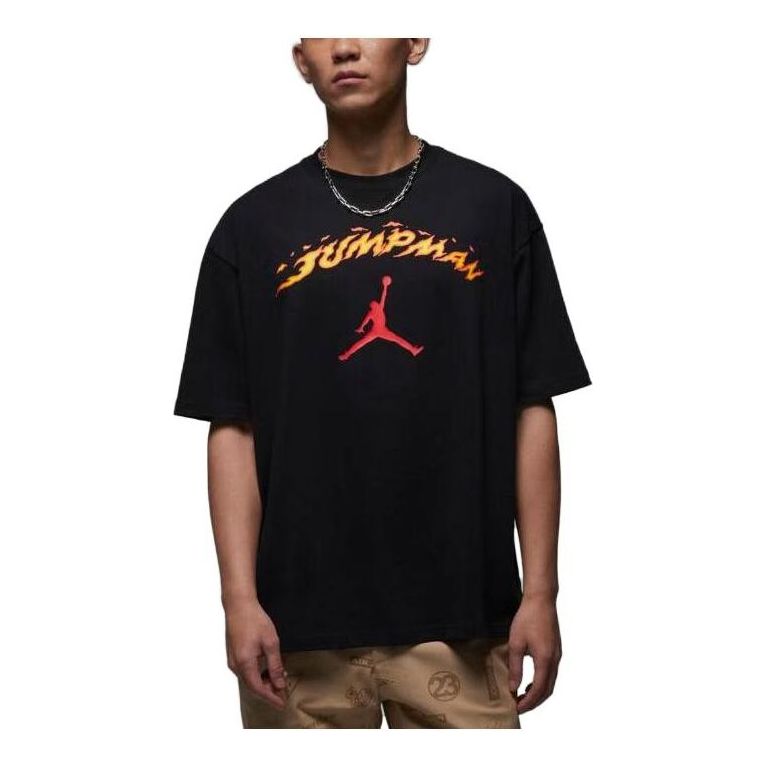 Air Jordan Fire Jumpman Logo T-Shirt 'Black' FJ7685-010