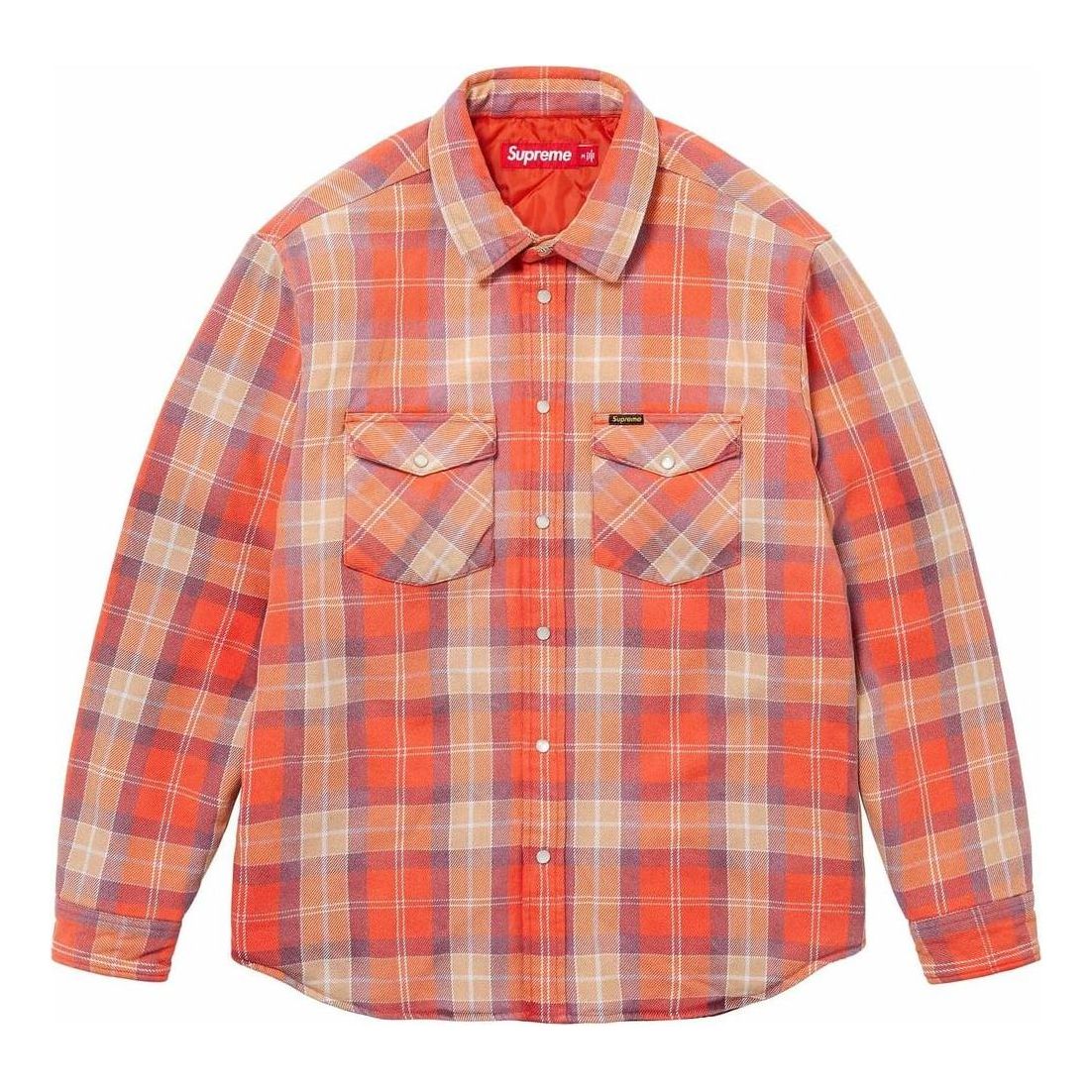Supreme Quilted Flannel Snap Shirt 'Orange Yellow' SUP-SS24-034