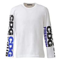 COMME des GARCONS CDG sleeve Blue Black Long Sleeves Unisex White CDG007