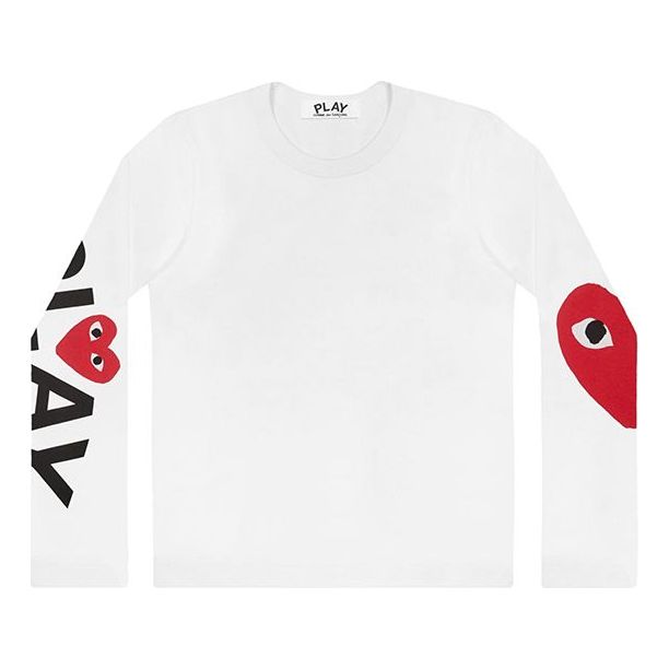 COMME des GARCONS PLAY Kawakubo Rei Large Love logo Round Neck Long Sleeves White AZ-T258-051