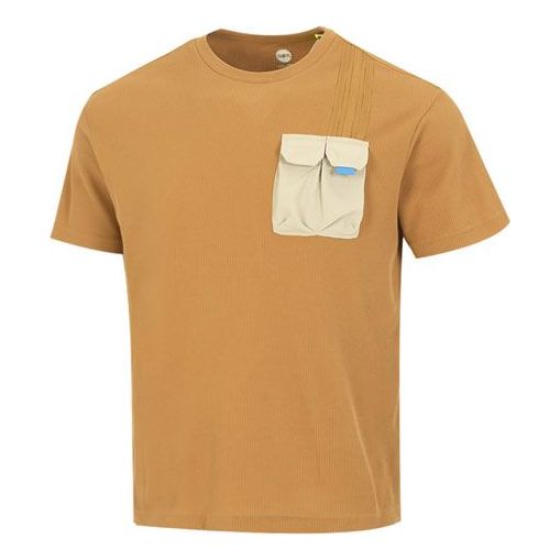 Men's adidas neo Contrasting Colors Pocket Athleisure Casual Sports Round Neck Short Sleeve Wheat T-Shirt HN4706