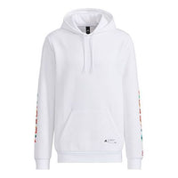 Men's adidas Casual Logo Printing Hooded Long Sleeves White HG4875