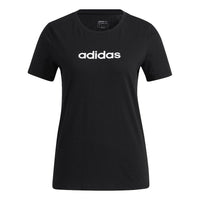 (WMNS) adidas neo Esntl Tee1 Logo Printing Sports Round Neck Short Sleeve Black GS5177