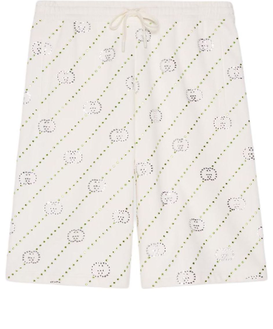 Gucci Cotton Jersey Shorts With Crystals 'Off White' 693049-XJFY8-9088