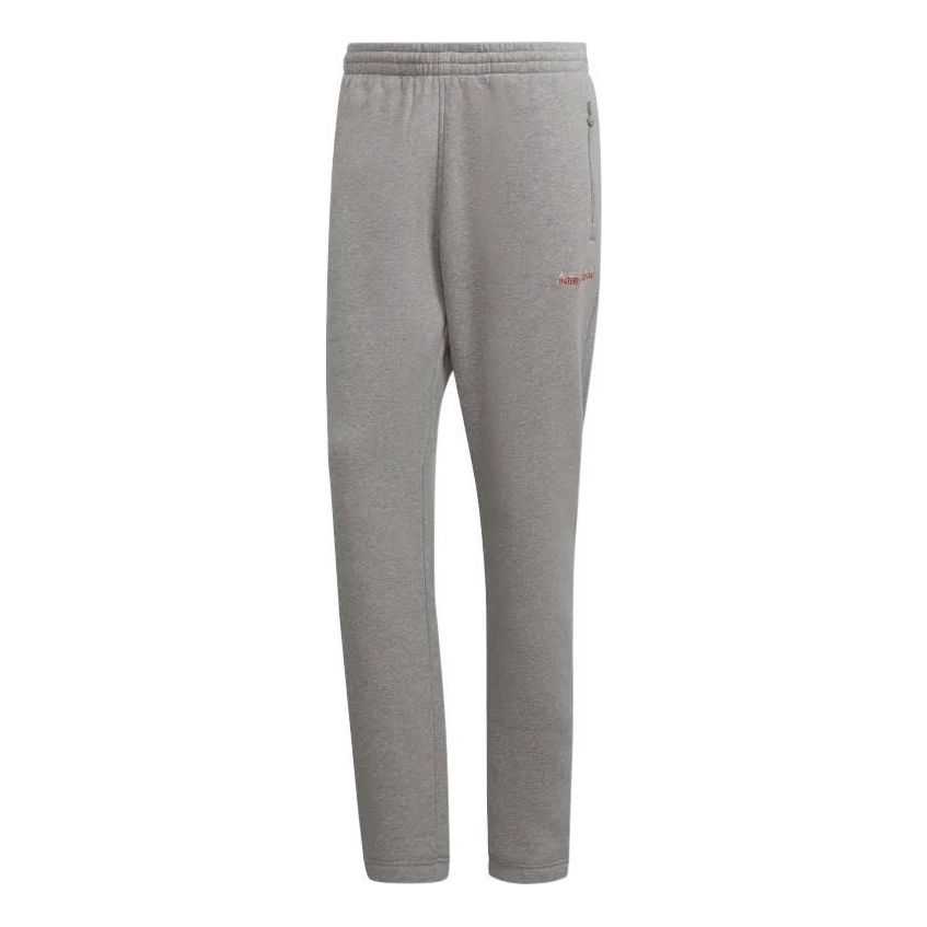 Men's adidas originals Solid Color Logo Straight Athleisure Casual Sports Long Pants/Trousers Gray HF4894
